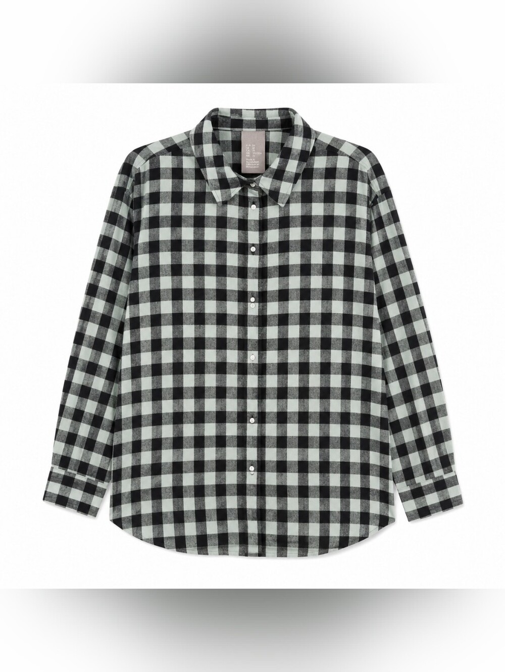 Plus Size H&M Black and Mint Green Check Button-Down Shirt Size 26 - Picture 4 of 6